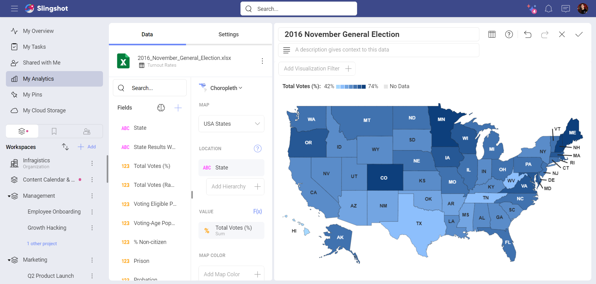 Choropleth map visualization example