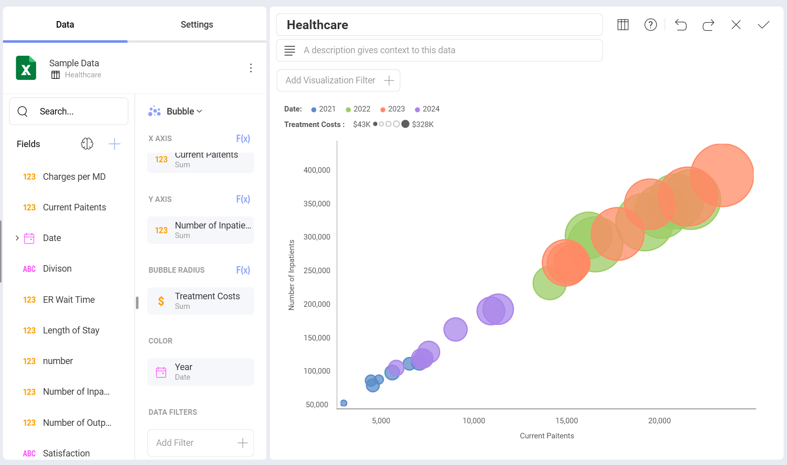 Example of adding colors to the basic bubble chart