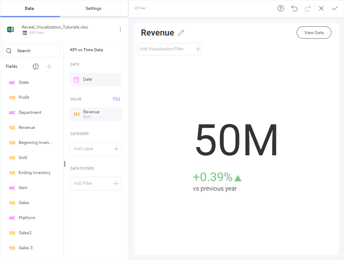 KPI Gauge view in the Visualization editor