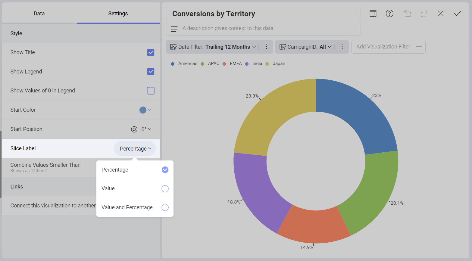 Pivot editor slice labels setting