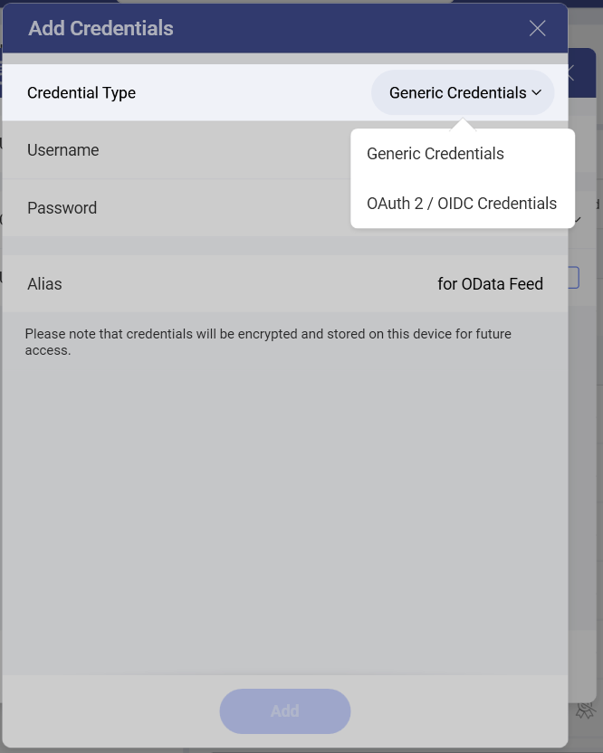 Accessing OAuth2/OIDC Credentials menu