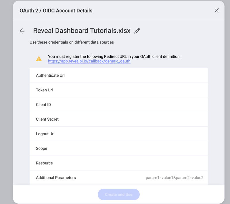 Required Credentials OAuth Account