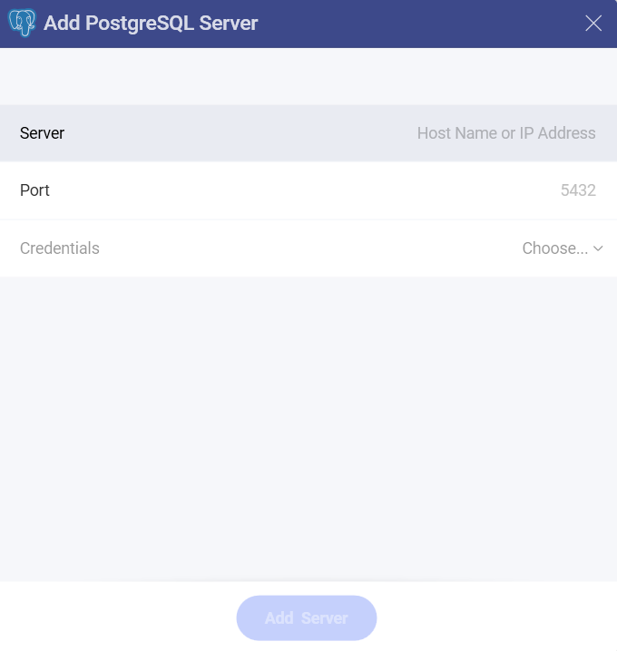 Configure PostgreSQL data source dialog