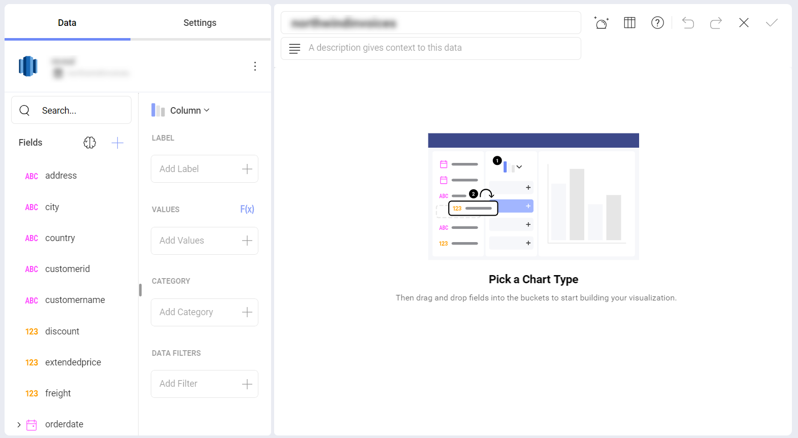 Using the data from the Facebook data source in the visualization editor