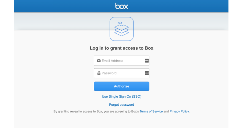 Box login prompt