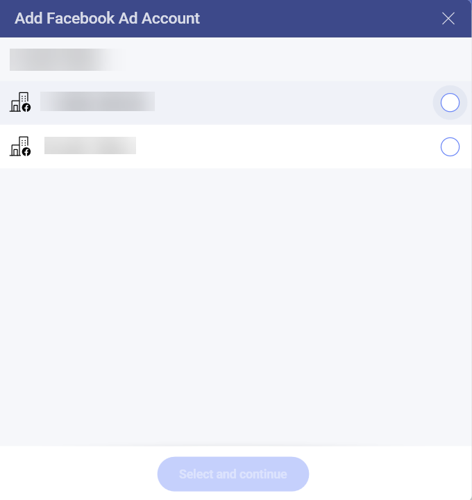 List of different Facebook ad accounts