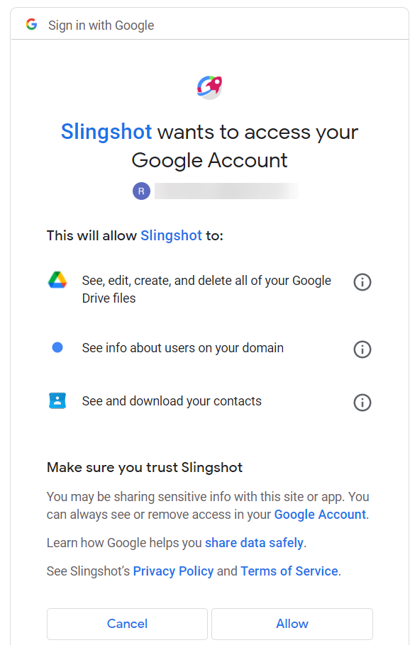 Google Drive authorization prompt