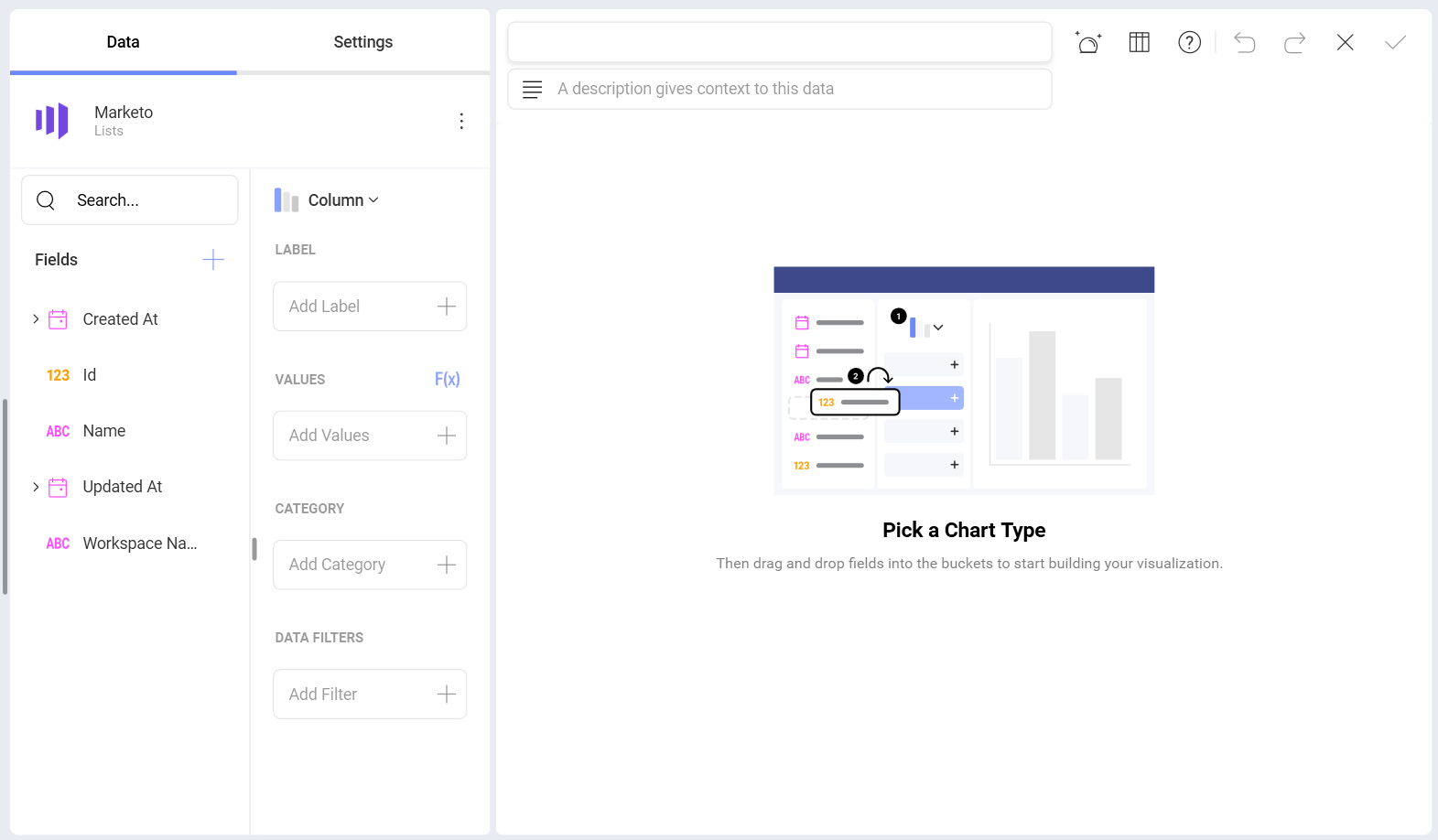 Using data from Marketo in the visualization editor