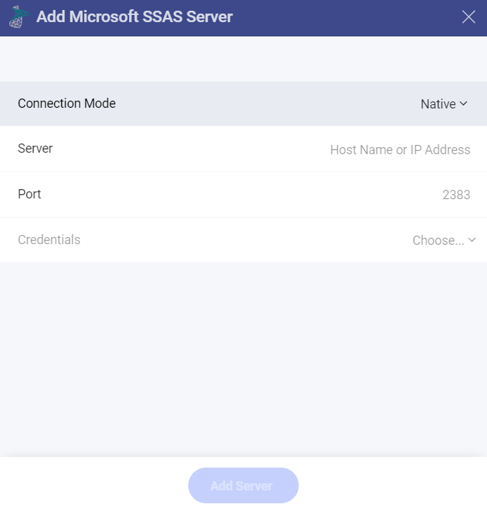 Configure Microsoft Analysis Services connection