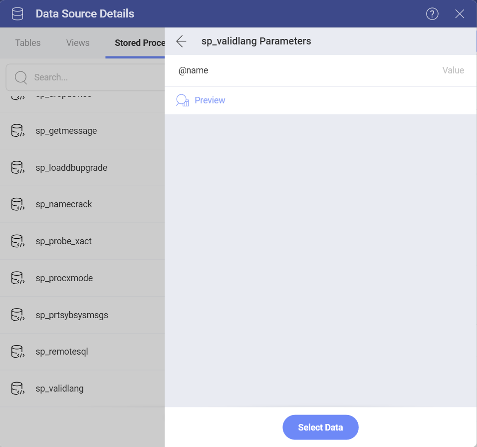 Sett a range value for Sybase stored procedure up