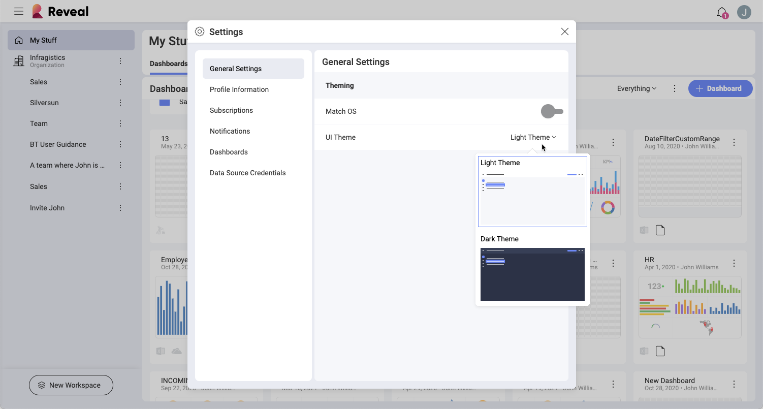 Application themes in Settings