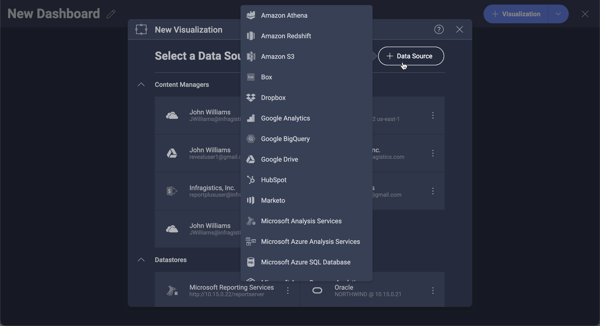 Creating a New Data Source in Dark Theme