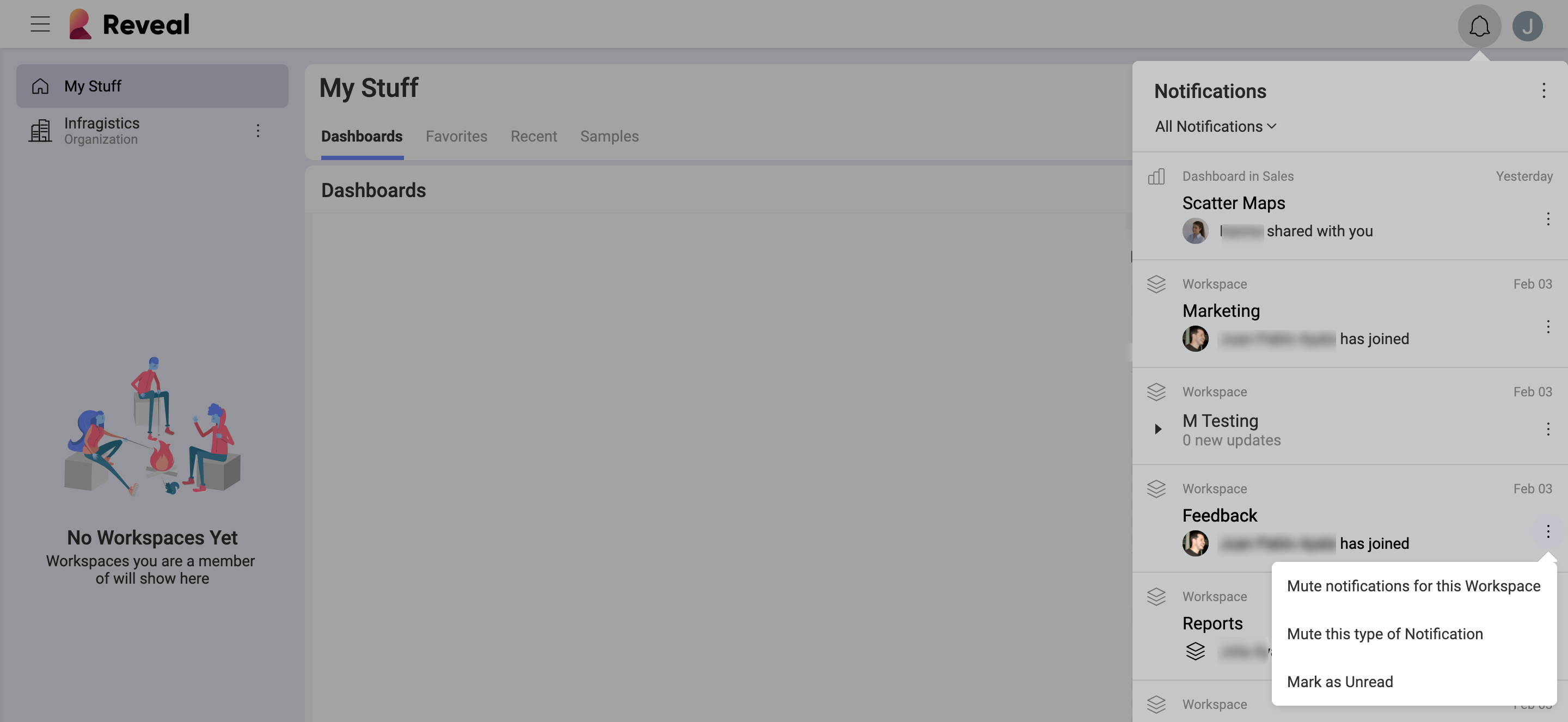 Accessing options of notifications in the Notification center