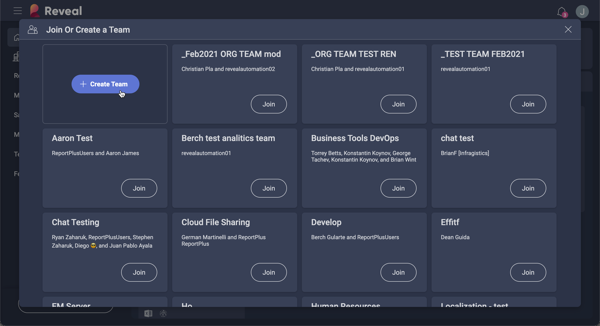 Workspace Creation in Dark Theme