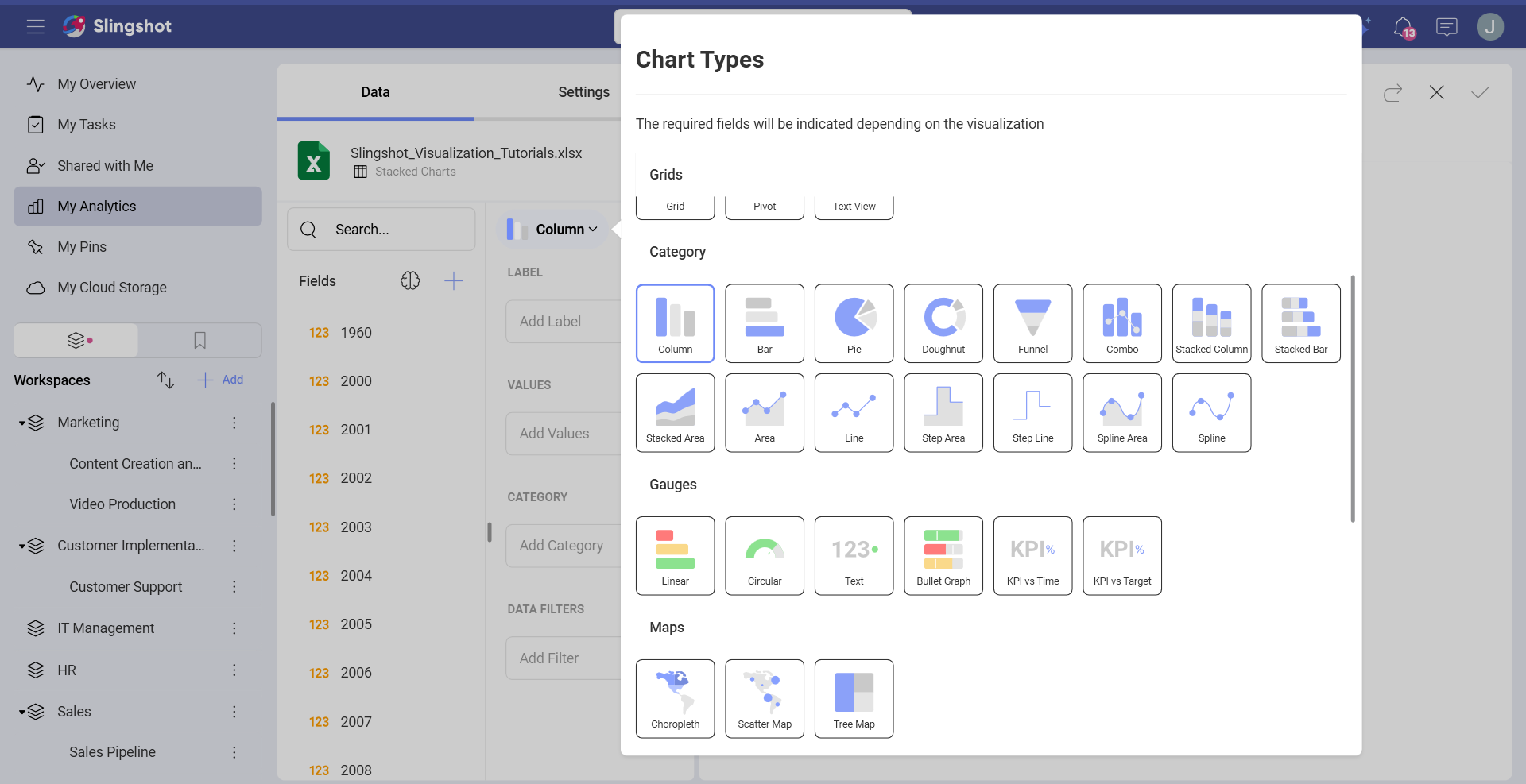 Grid icon in the list of Chart Types