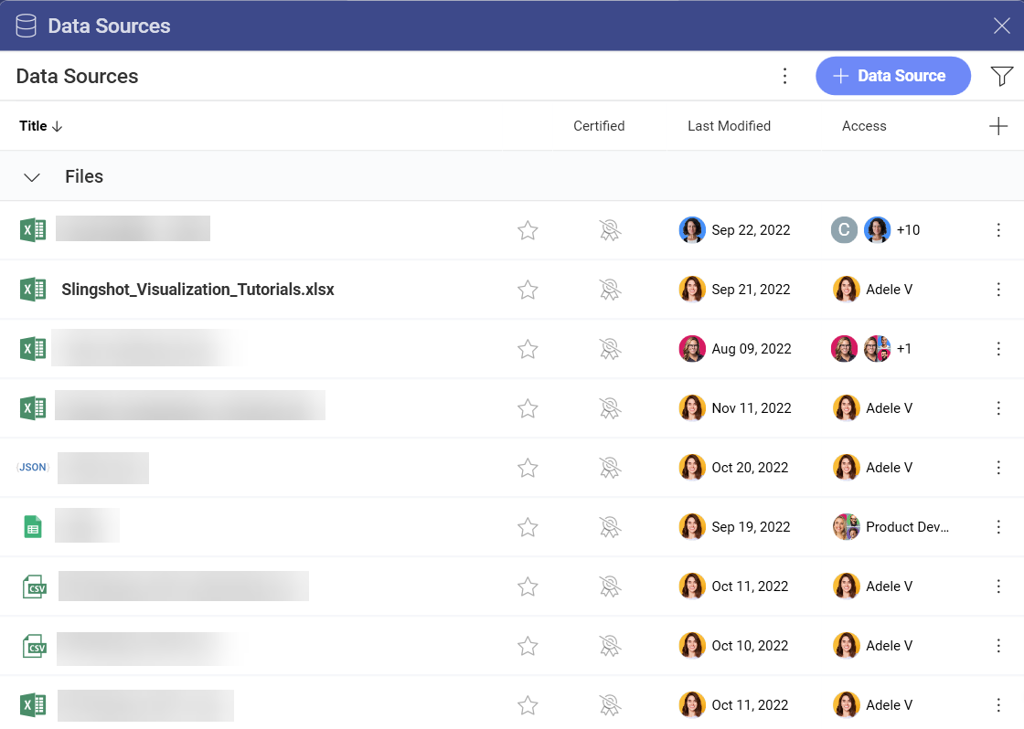 Selecting the data source from the list of data sources