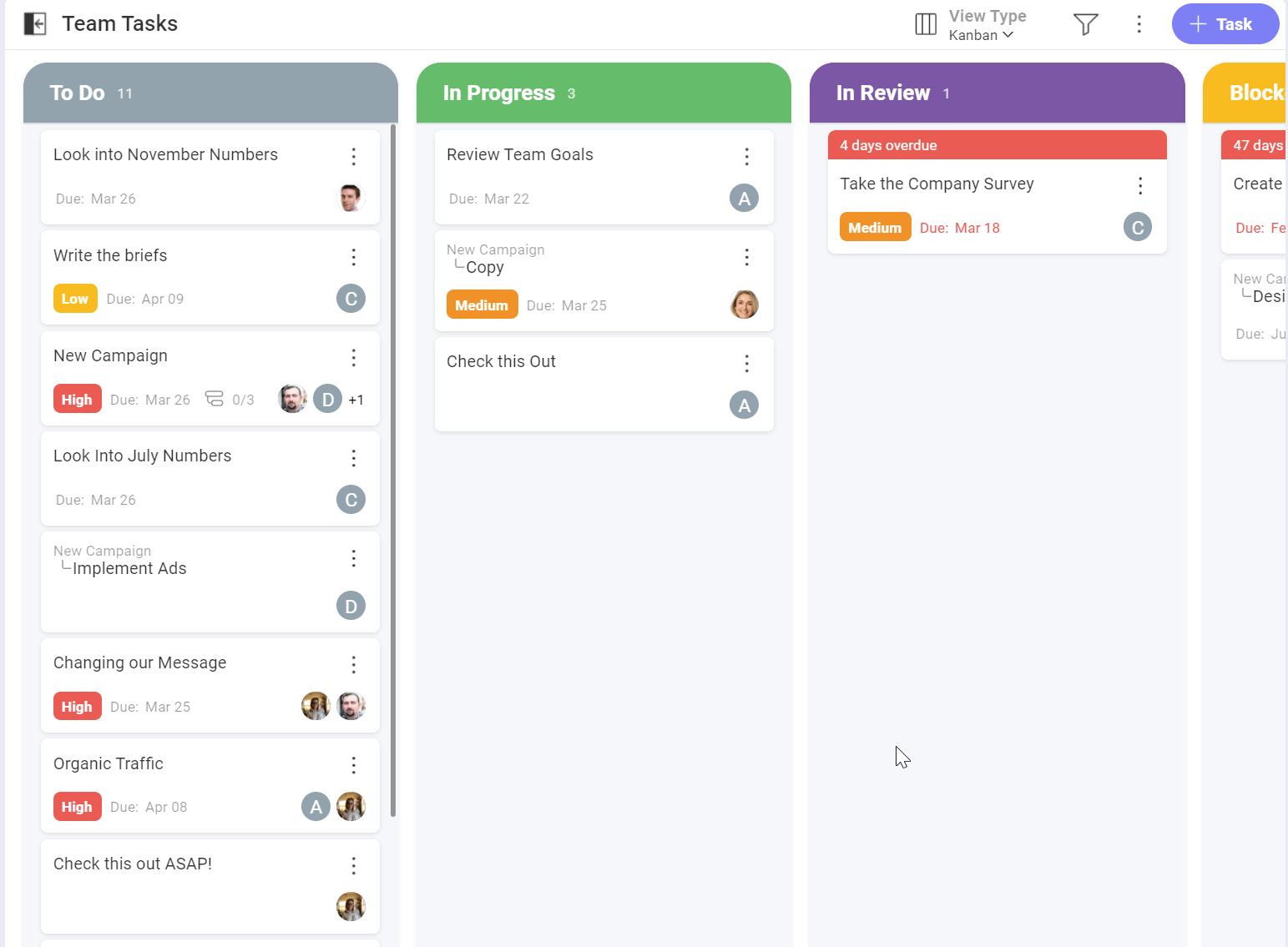 Task Kanban View within Slingshot