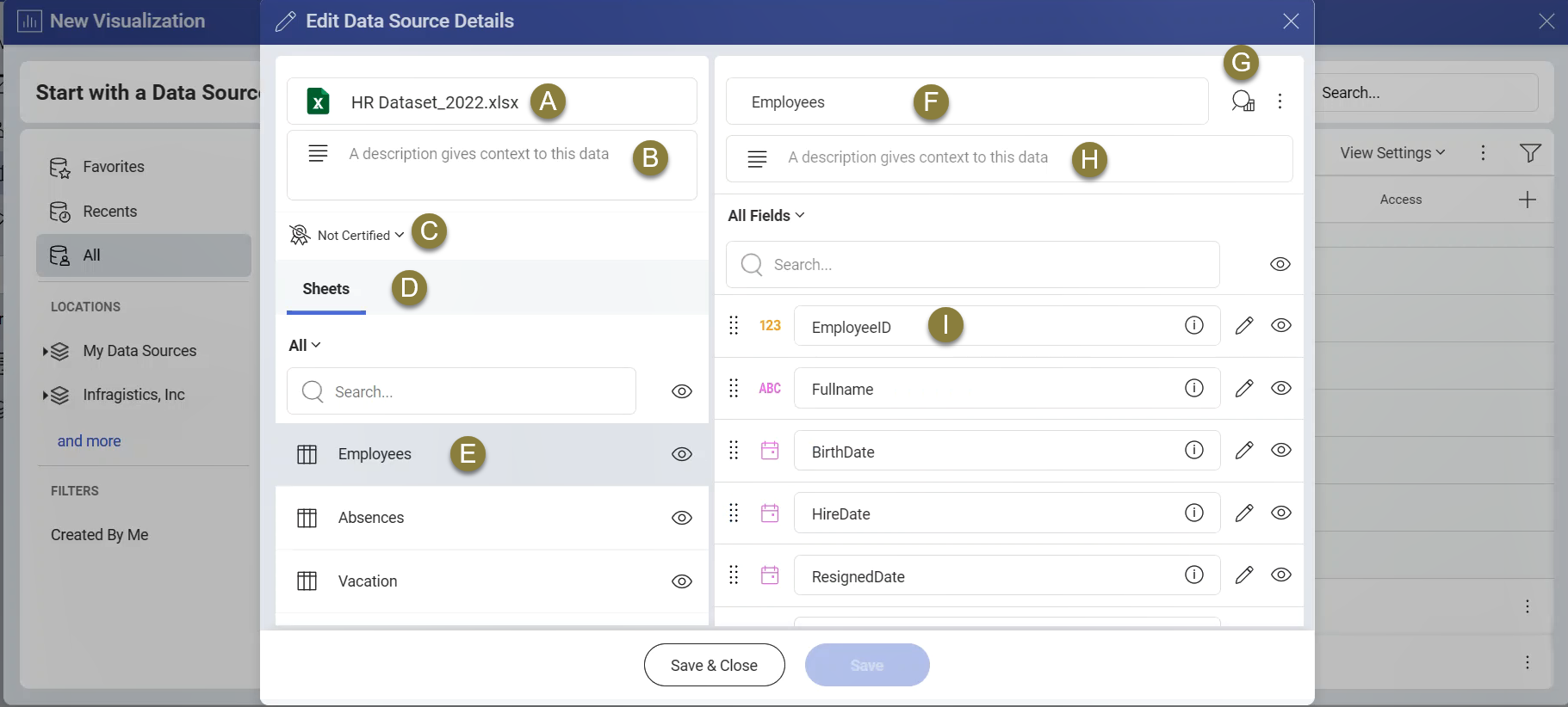 Advanced editor of table data annotated