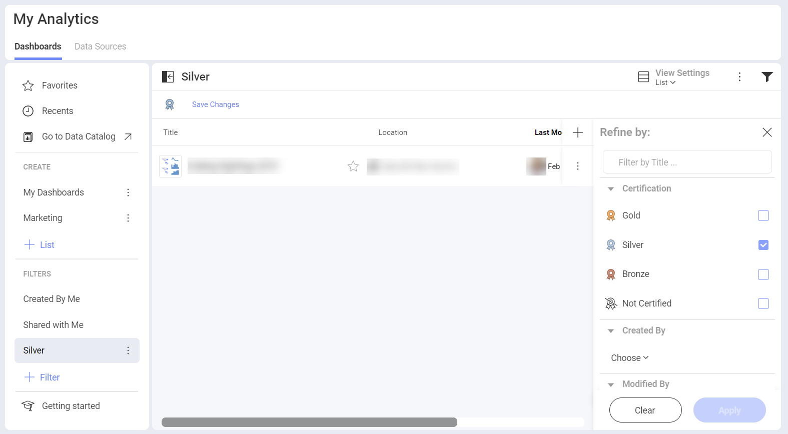 Data Catalog screen within Slingshot