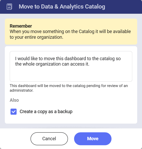 Data Catalog dashboard request within Slingshot