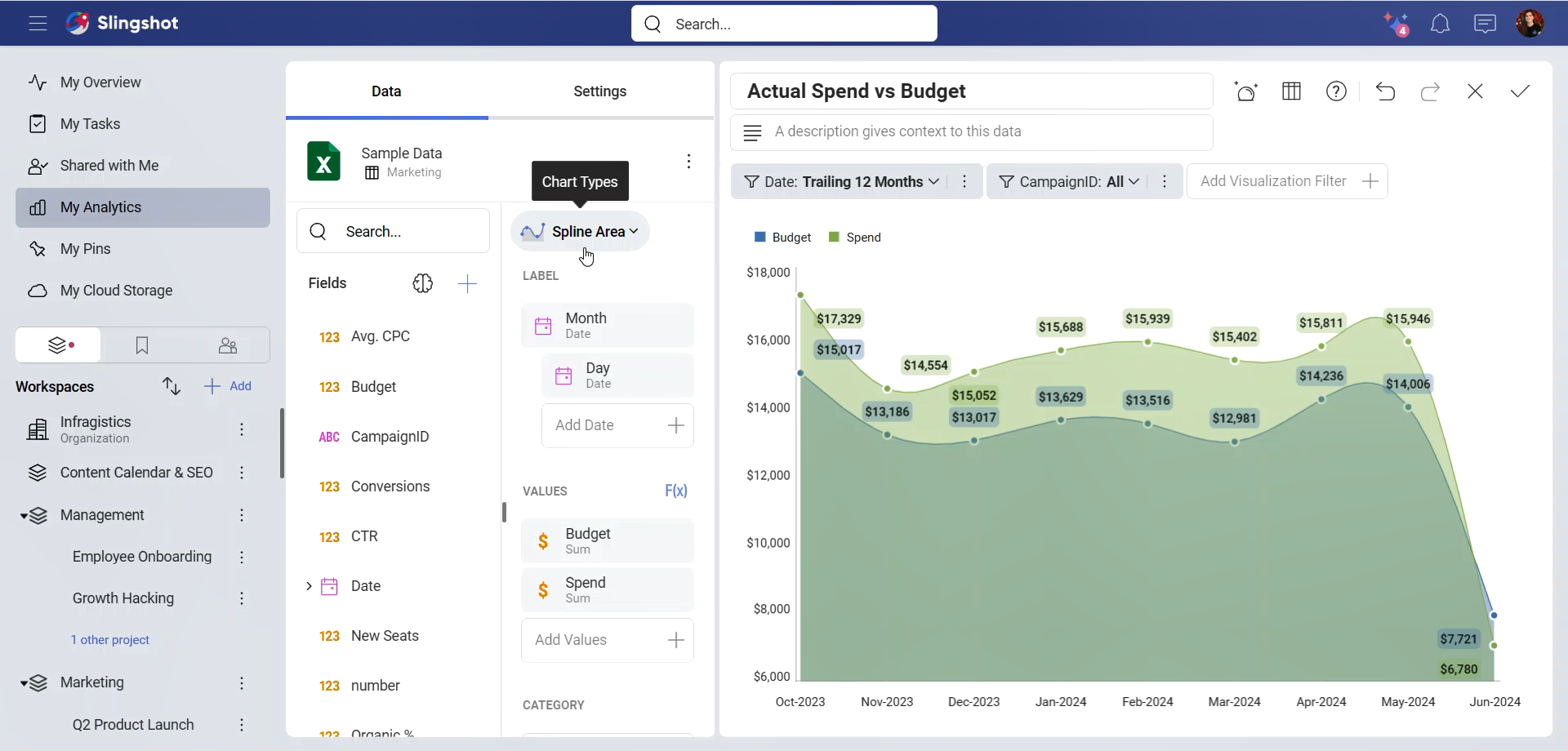 Example of a custom data visualization in Slingshot