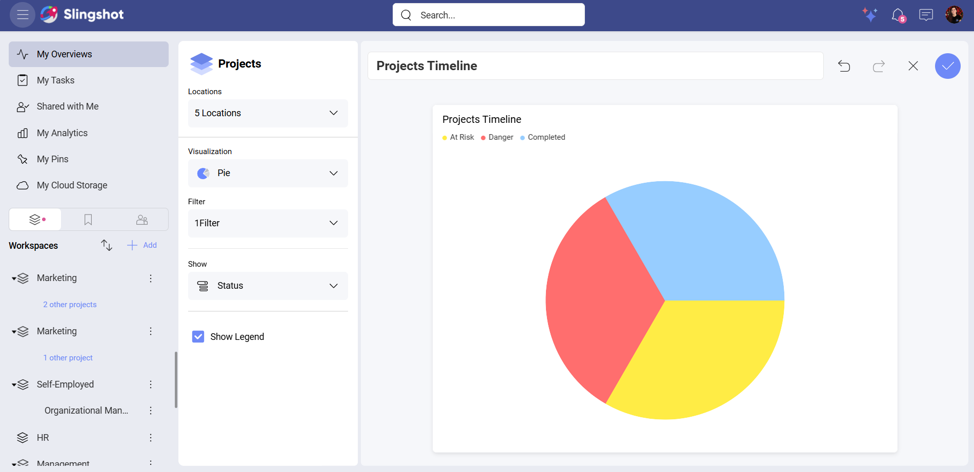 Example of a Projects Timeline widget