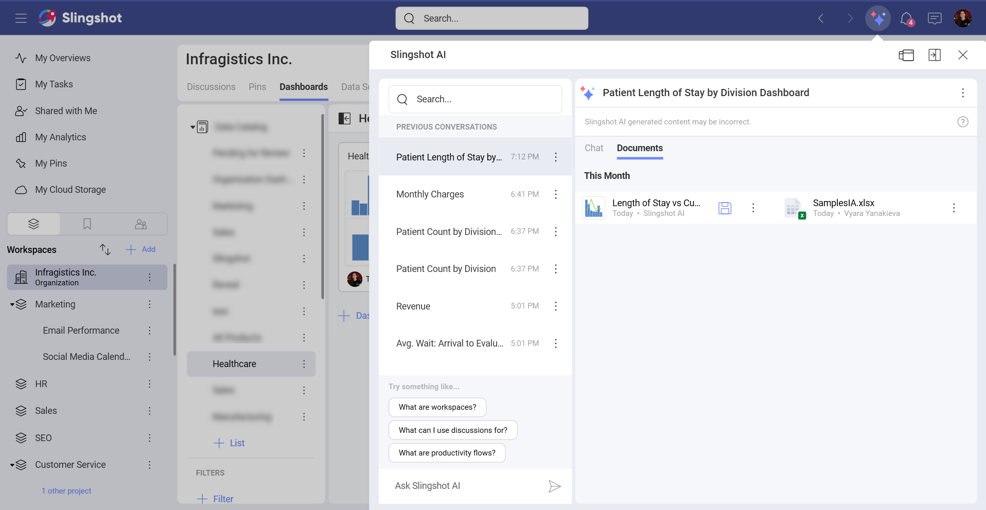 Slingshot AI dialog documents section