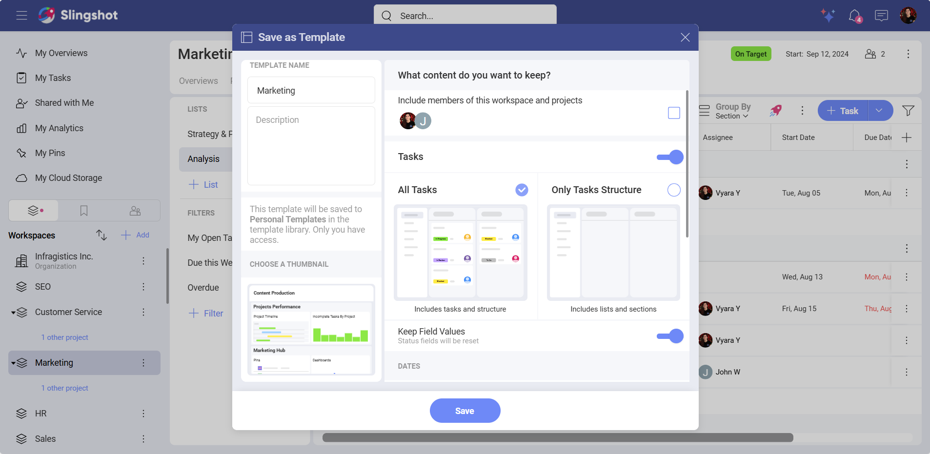 Workspace template content