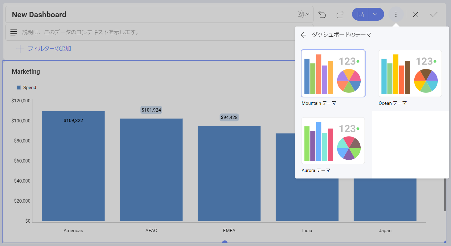 A list of different dashboard themes