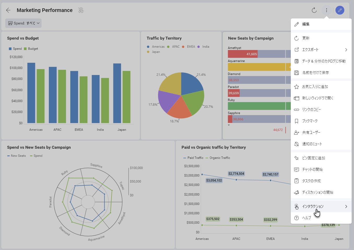 Accessing Slingshot's Dashboard Interactions option