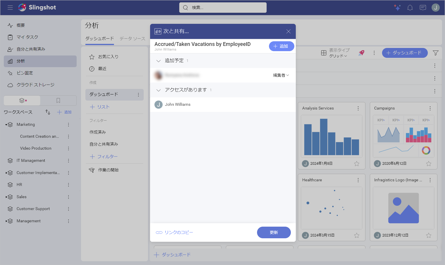 Update button in the shared with dialog