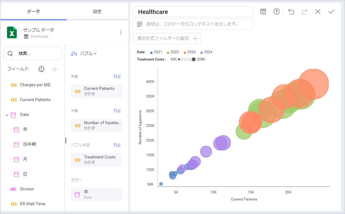 Example of adding colors to the basic bubble chart