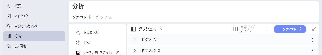 Dashboard button in My Analytics