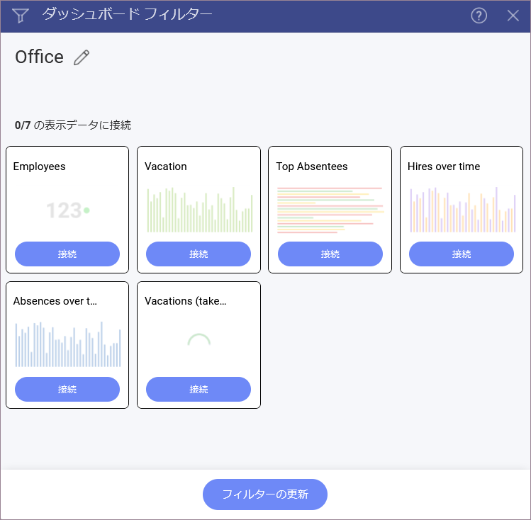 Dashboard filters dialog