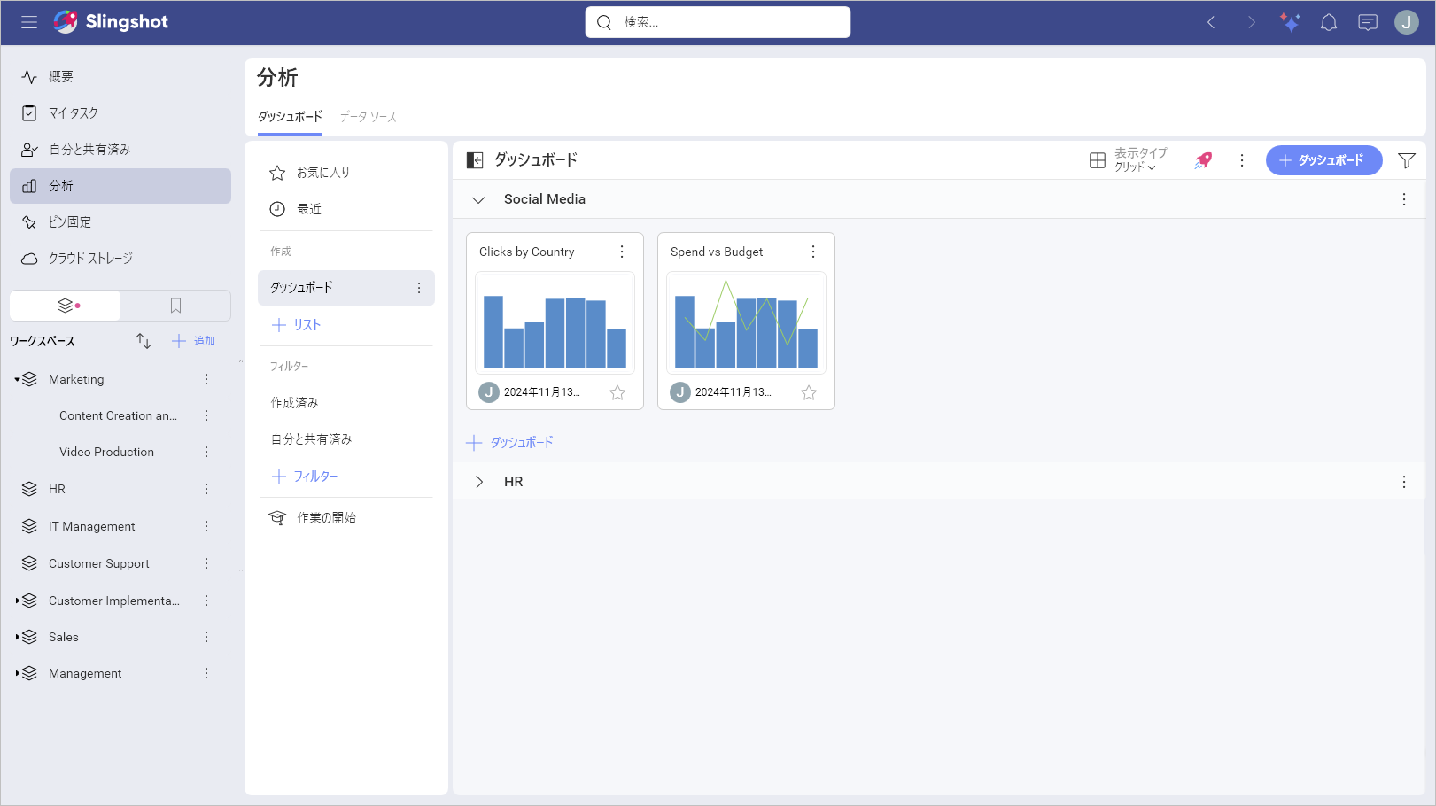New dashboard button in My Analytics