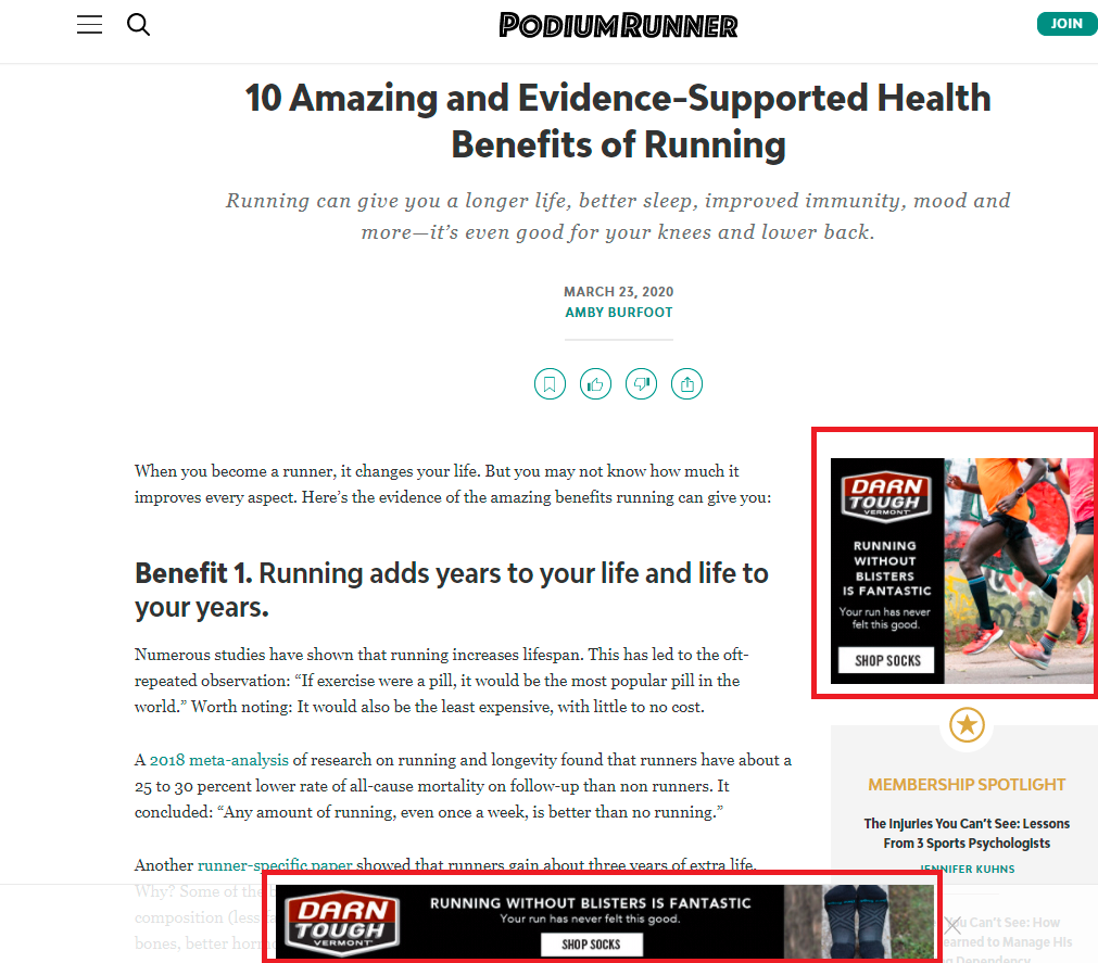 an example of display ads on a website 
